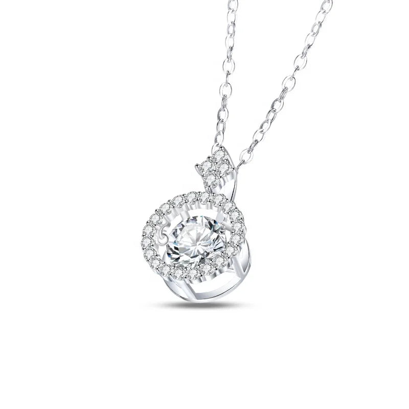 Moissanite Diamond Pendant Necklace  with Twinkle Setting