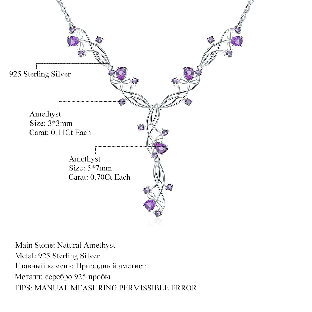 Women's 6.39Ct Natural Amethyst Sterling Silver Gemstone Necklace