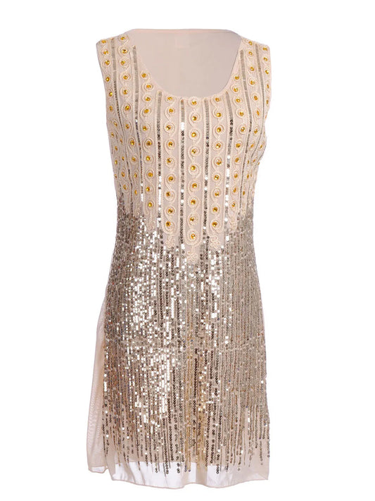 Women's Rhinestone and Sequin Embellished Party Dress