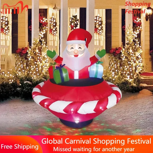 Christmas Decorations 5 Ft Dual-use Yard Inflatable With Disco and Flashing Lights