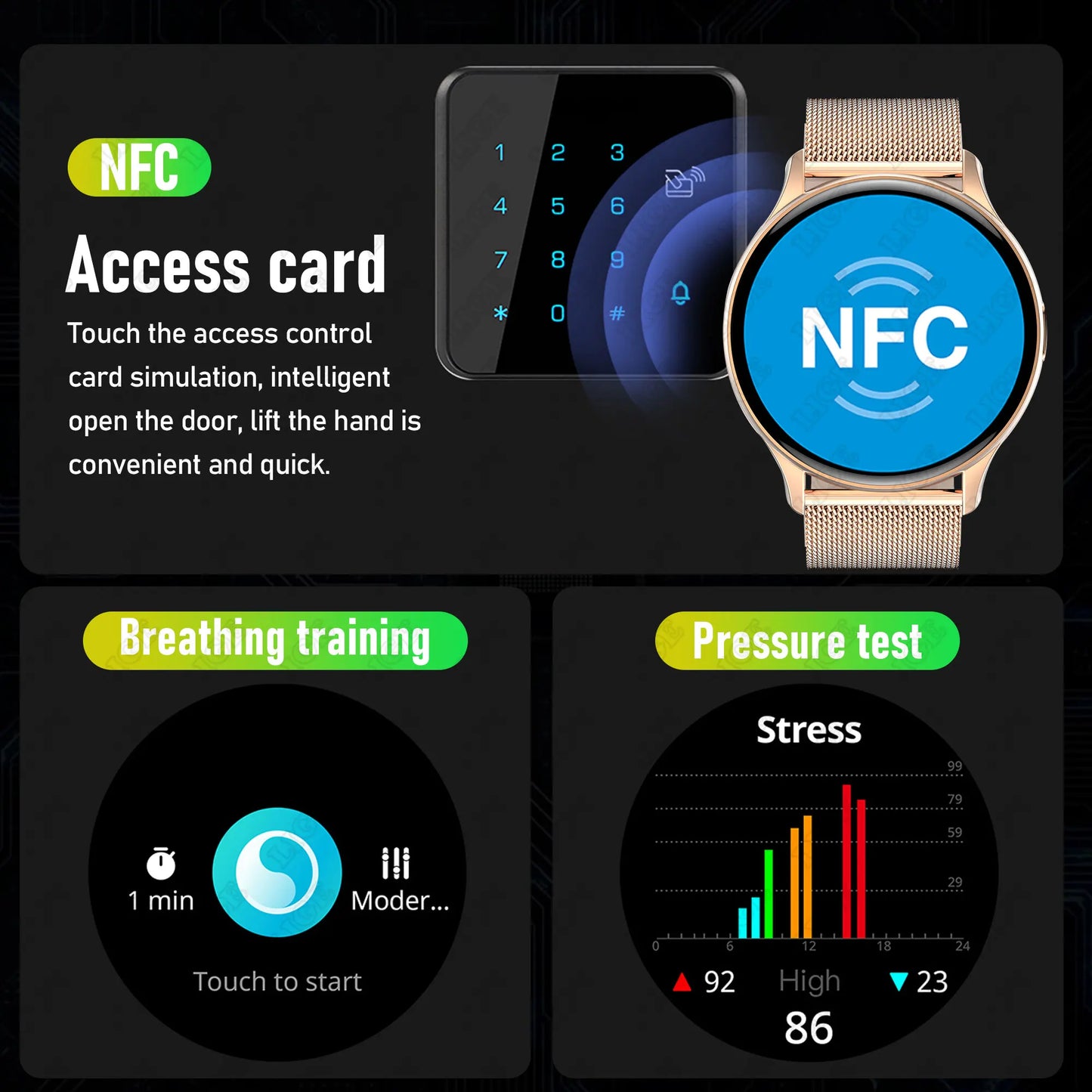 Women's AMOLED Heart Rate Smart Watch w/Bluetooth Smart Call