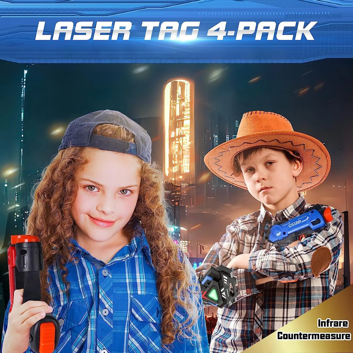 4 Pack Laser Tag Indoor or Outdoor Gift for Children Age 10+ Boys Girls