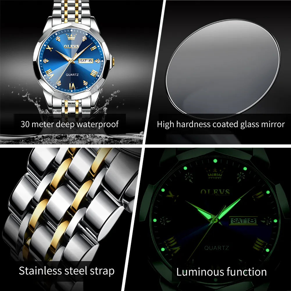 Men's Waterproof Stainless Steel Quartz Wristwatch