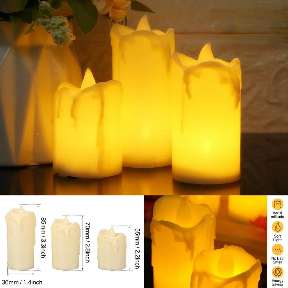 Set of 3 Flameless LED Pillar Candles