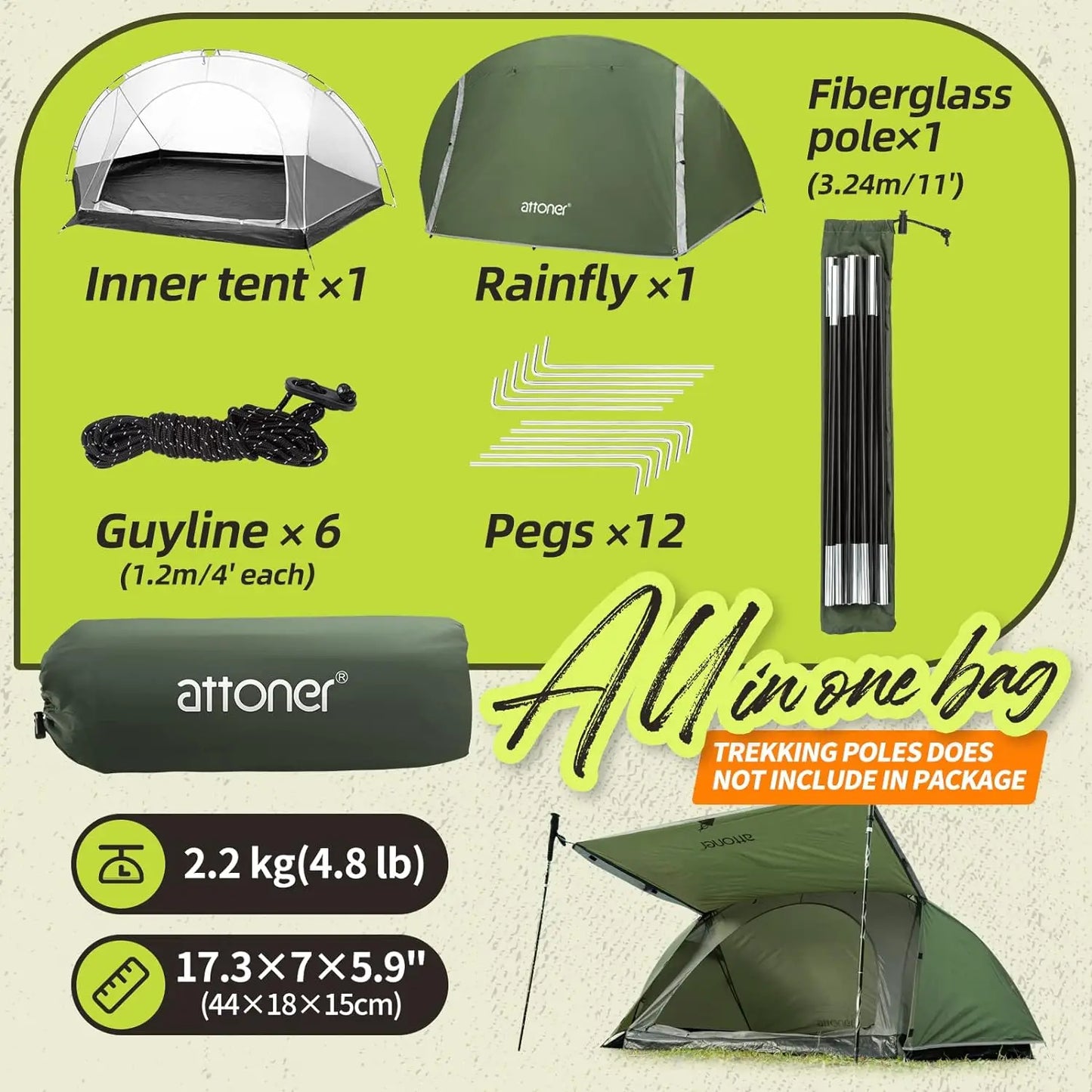 Lightweight Waterproof 1-2 Person Tent for Camping,