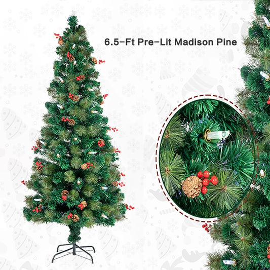 6.5-Ft Pre-Lit Madison Pine Artificial Christmas Tree