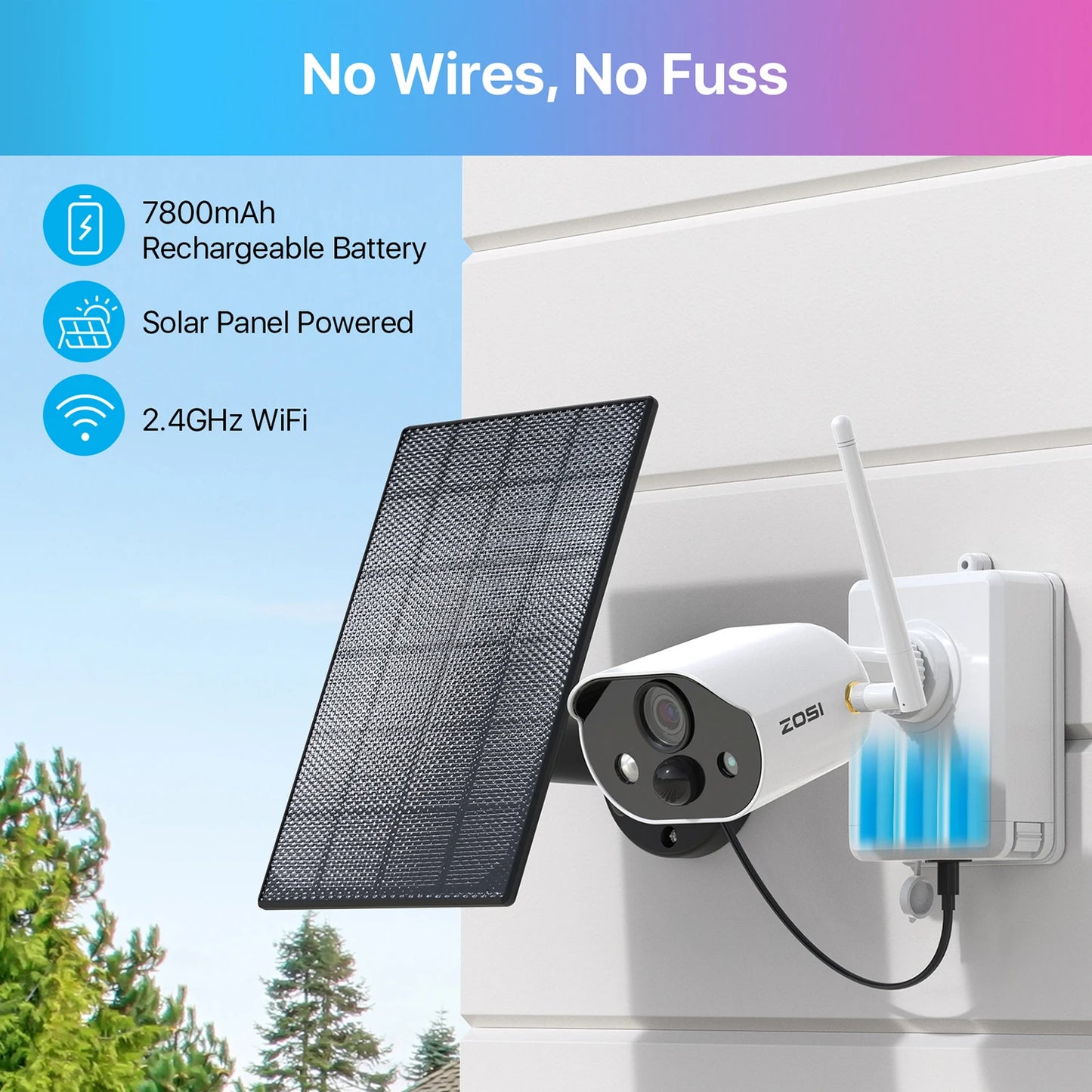 Battery Powered Security Camera Outdoor with Solar Panel