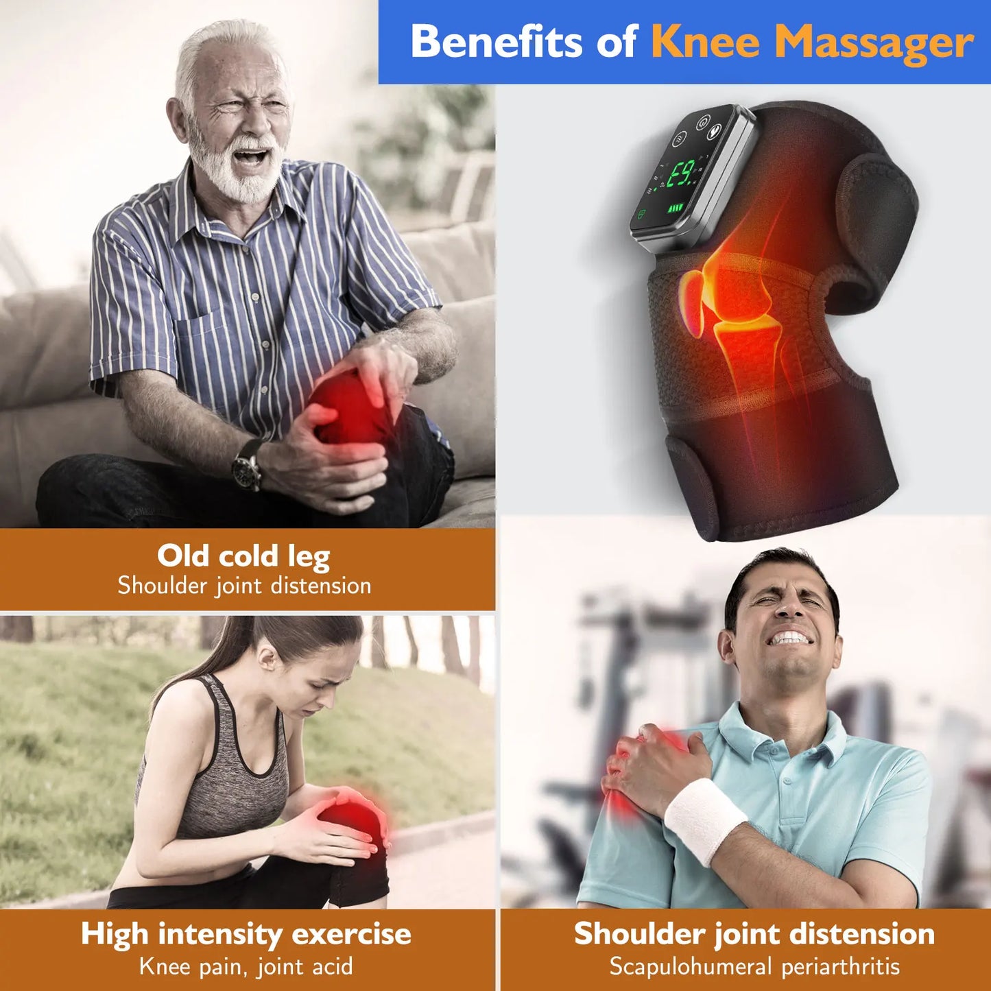 Rechargeable Hot Compress Vibration Knee Massager