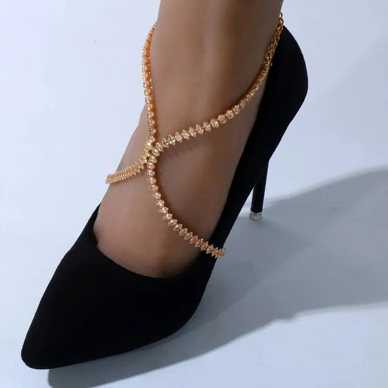 Stonefans Fashion High Heel Anklet Sandals