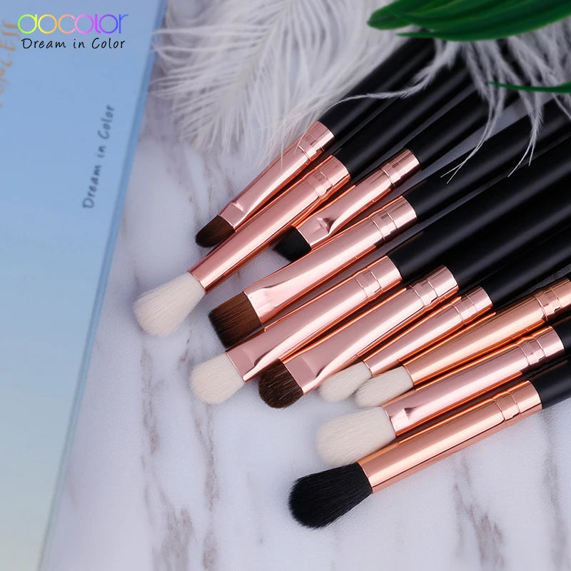 10Pcs Black Horse Hair Eyebrow Brush Set