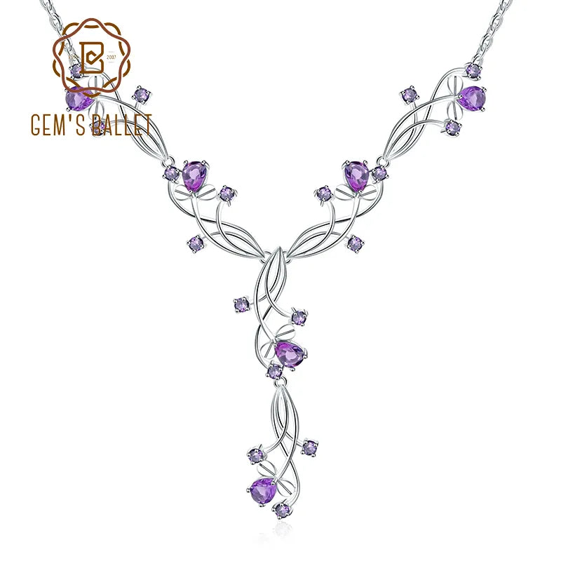 Women's 6.39Ct Natural Amethyst Sterling Silver Gemstone Necklace