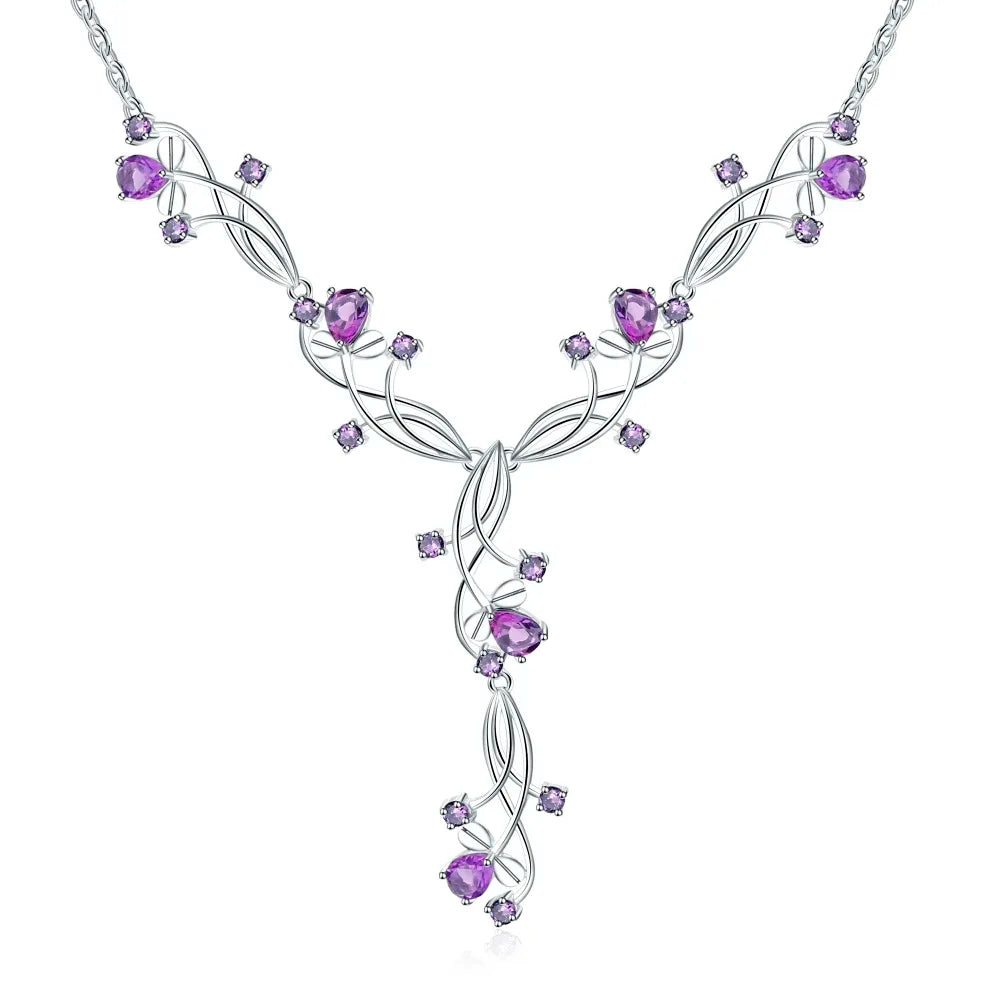 Women's 6.39Ct Natural Amethyst Sterling Silver Gemstone Necklace