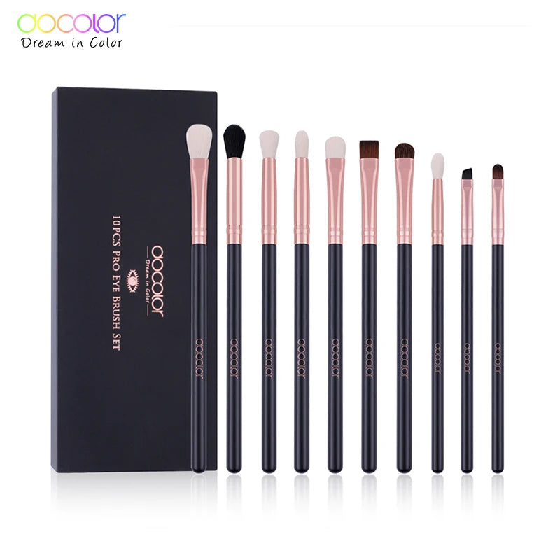 10Pcs Black Horse Hair Eyebrow Brush Set