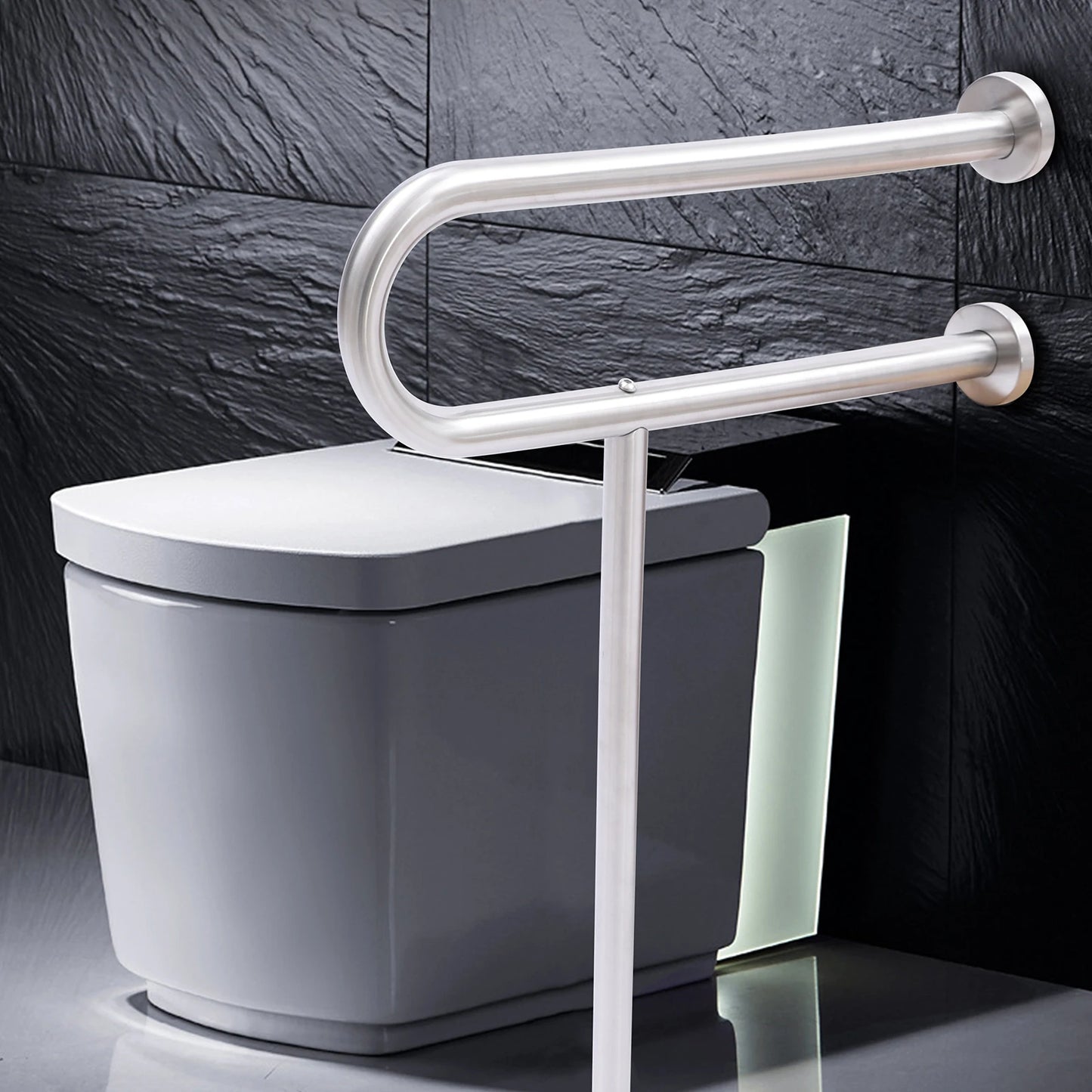 Stainless Steel Handicap Rails, Grab Bars, Toilet Support.