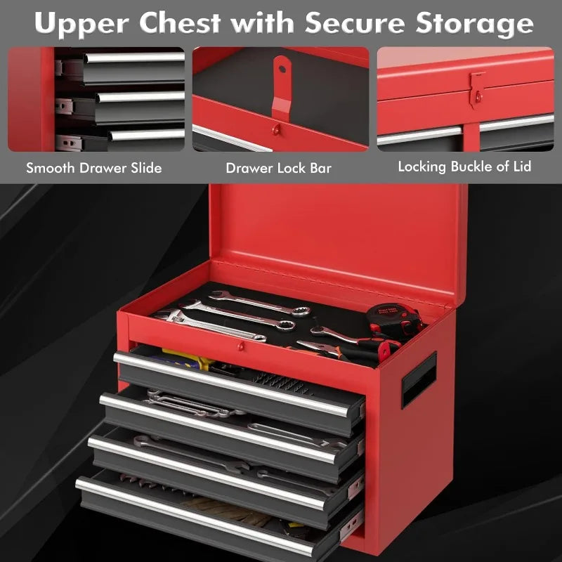 Rolling Tool Chest, 5-Drawer Tool Box Organizer w/Lockable Wheels & Sliding Drawers & Detachable Top