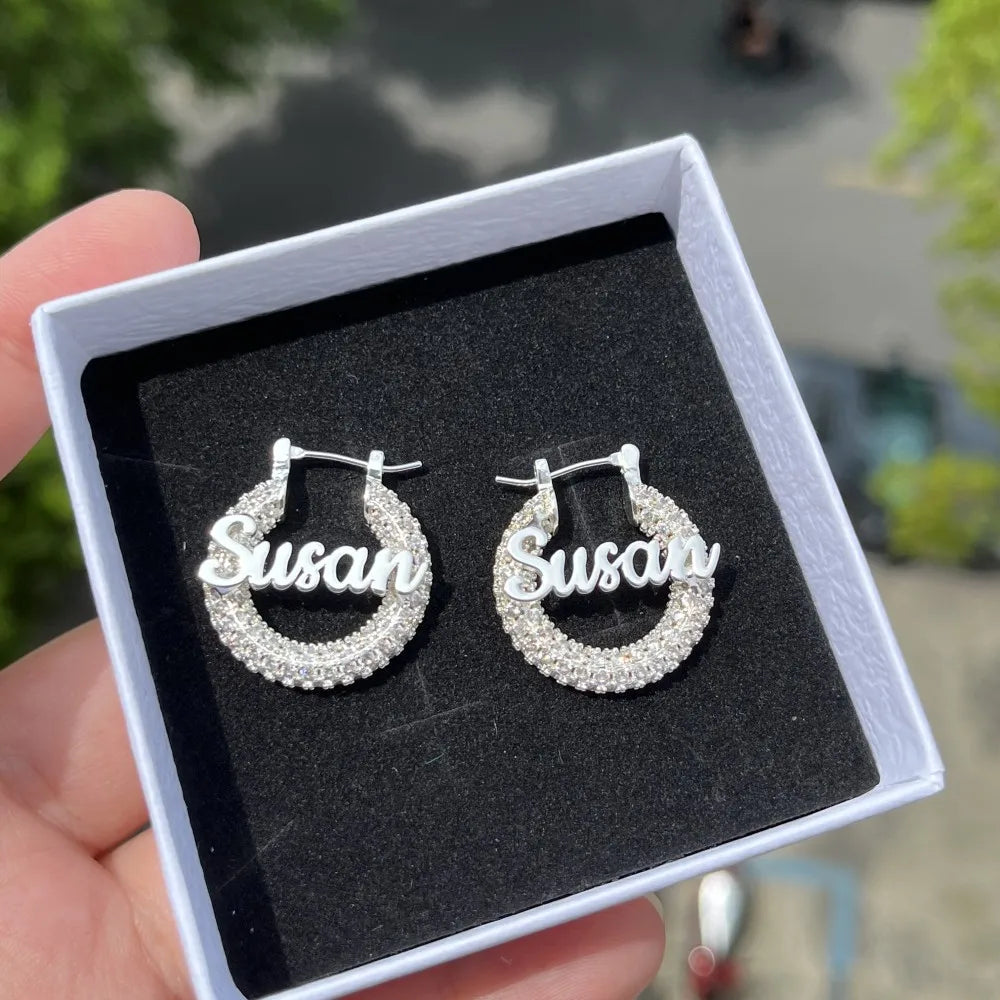 Personalized Nameplate 22mmMini Hoop Earrings