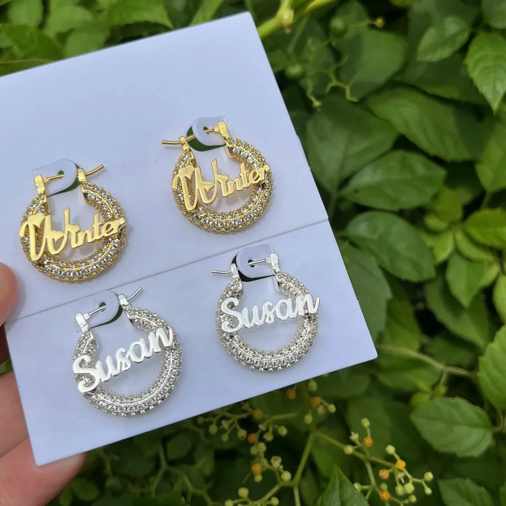 Personalized Nameplate 22mmMini Hoop Earrings