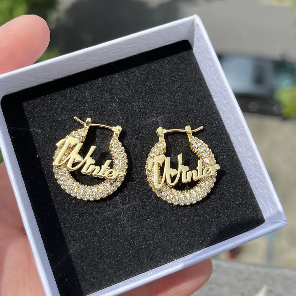 Personalized Nameplate 22mmMini Hoop Earrings