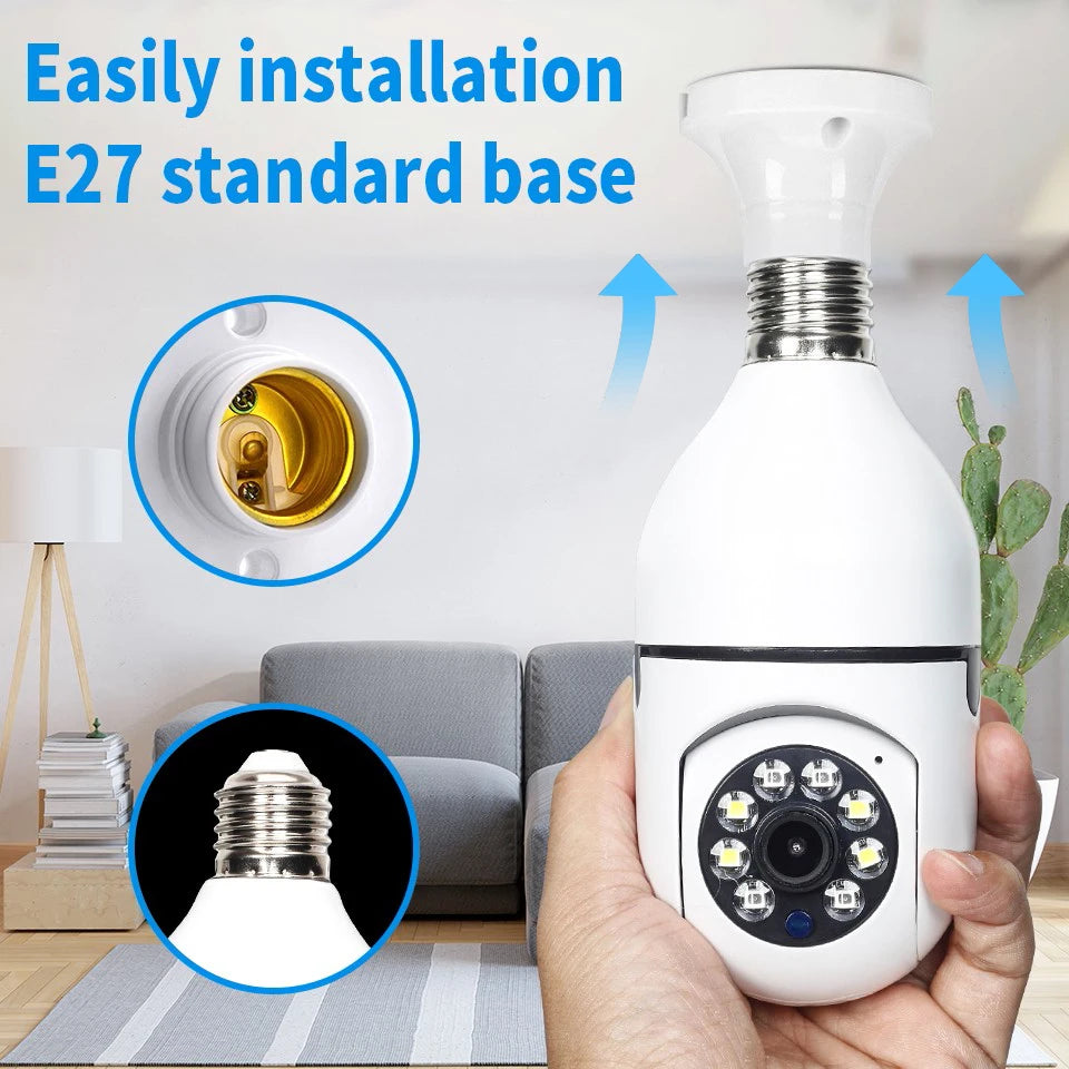 5G WIFI 2MP Bulb Surveillance Camera w/Night Vision